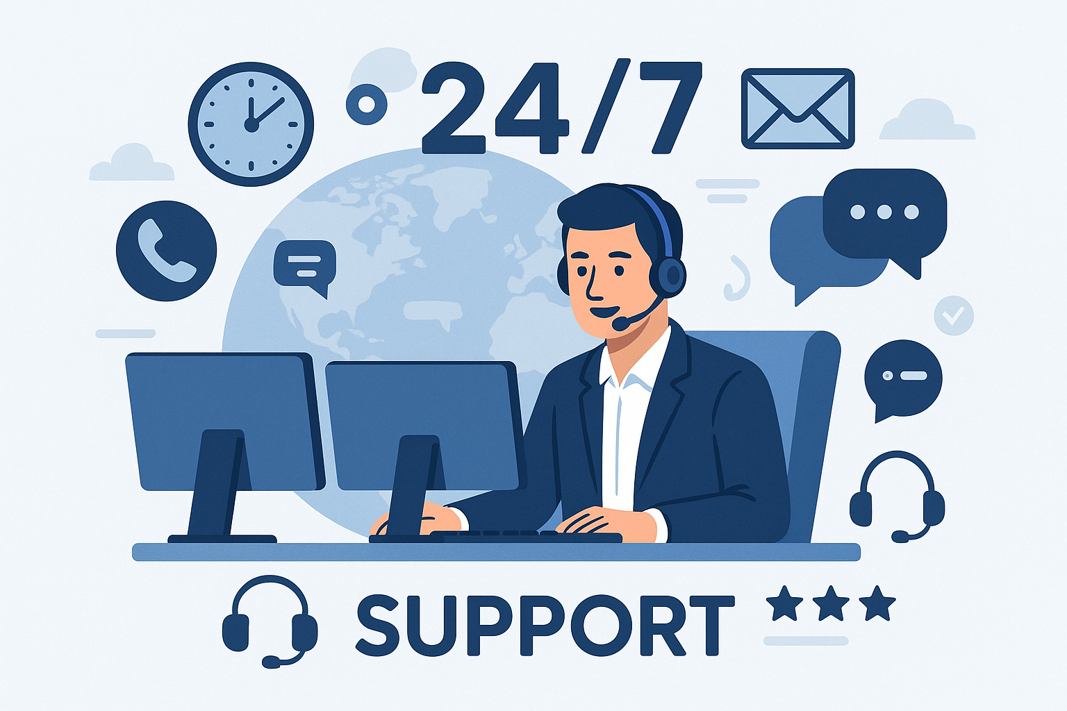 generate image that indicate 24/7 customer support available