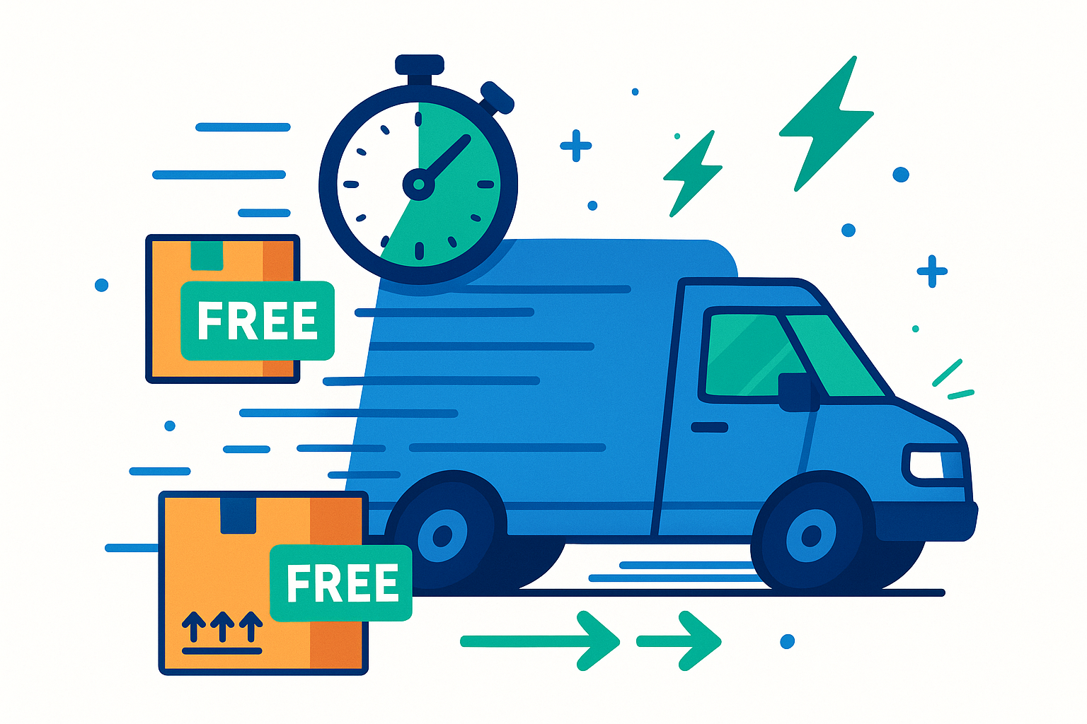 generate image that indicate fast and free shipping